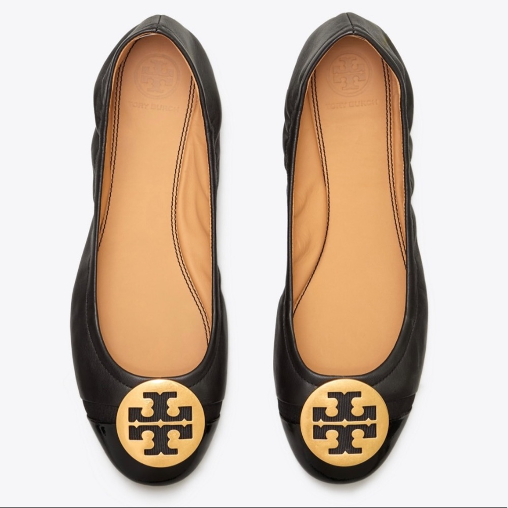 Tory Burch Minnie 25 MM Patent Cap-Toe Ballet